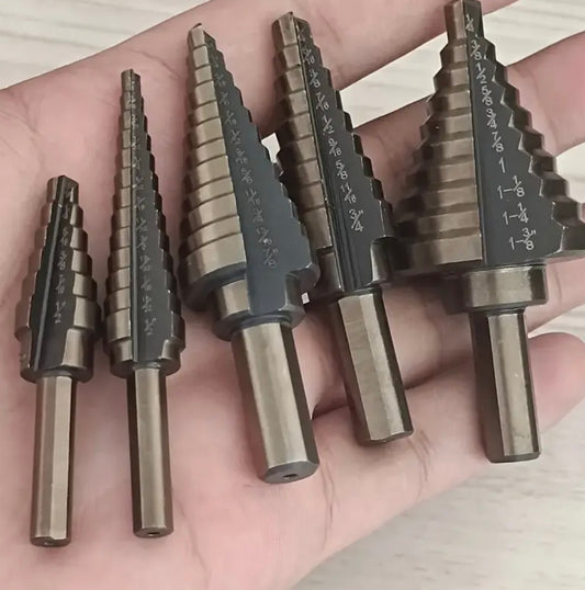 Step drill bit set
