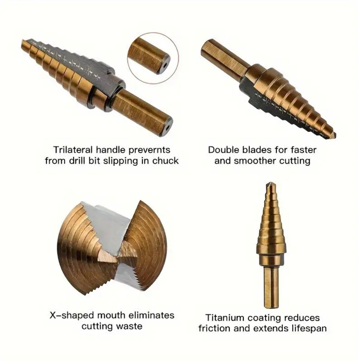 Step drill bit set